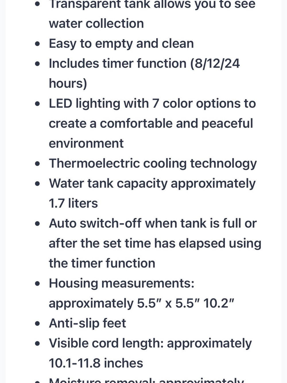 Ambiano Compact Dehumidifier 1.7 L Tank Quiet LED Lighting Auto Switch off NEW - Picture 6 of 9